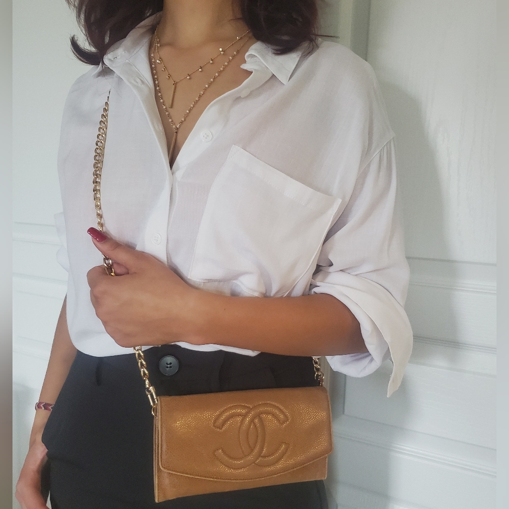 CHANEL WOC CC Wallet on a Chain / Crossbody Bag Upcycled Vintage Conversion Bag